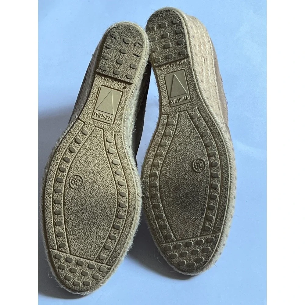 Verbenas Carmen Tan Suede Espadrille Wedge Shoes Made in Spain EU 39 US 8.5